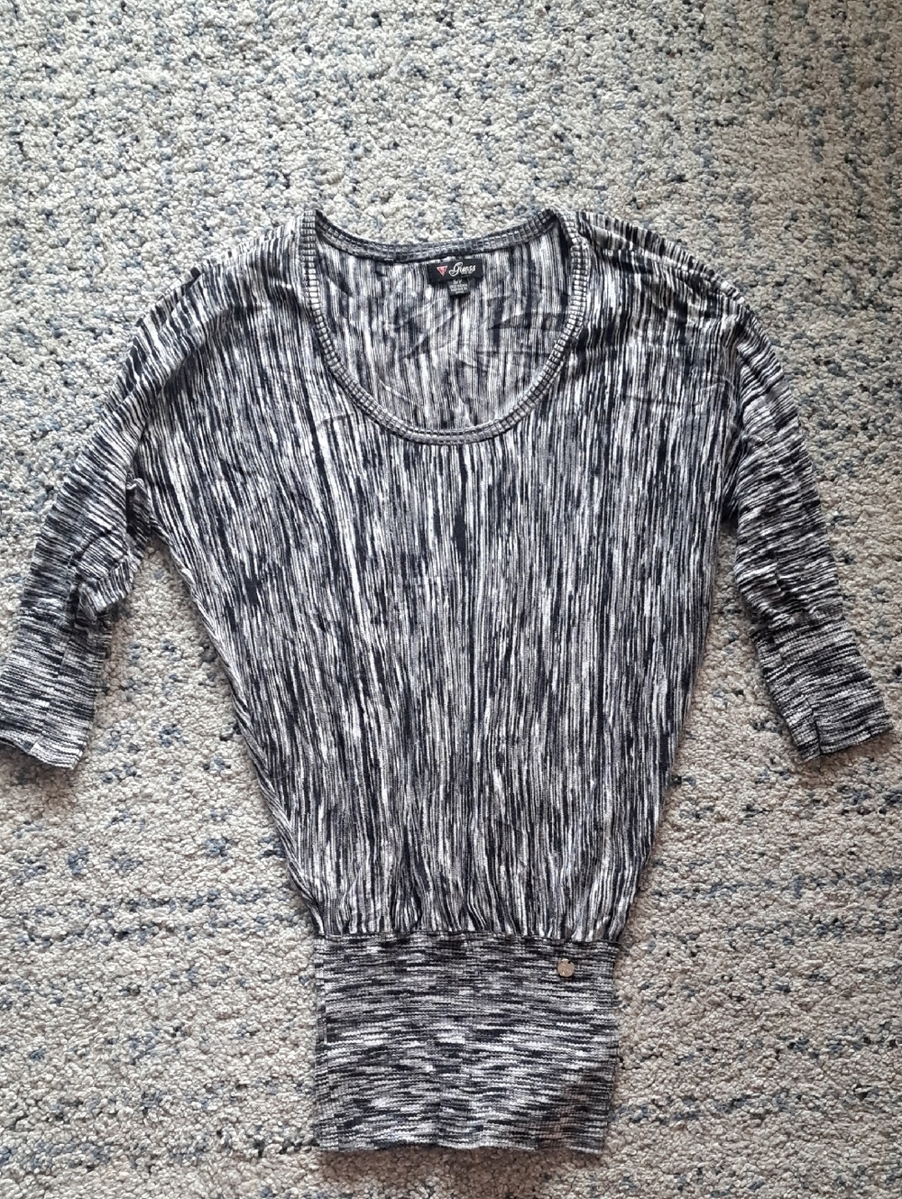 Guess Black and White Marled Scoop Neck Tunic
